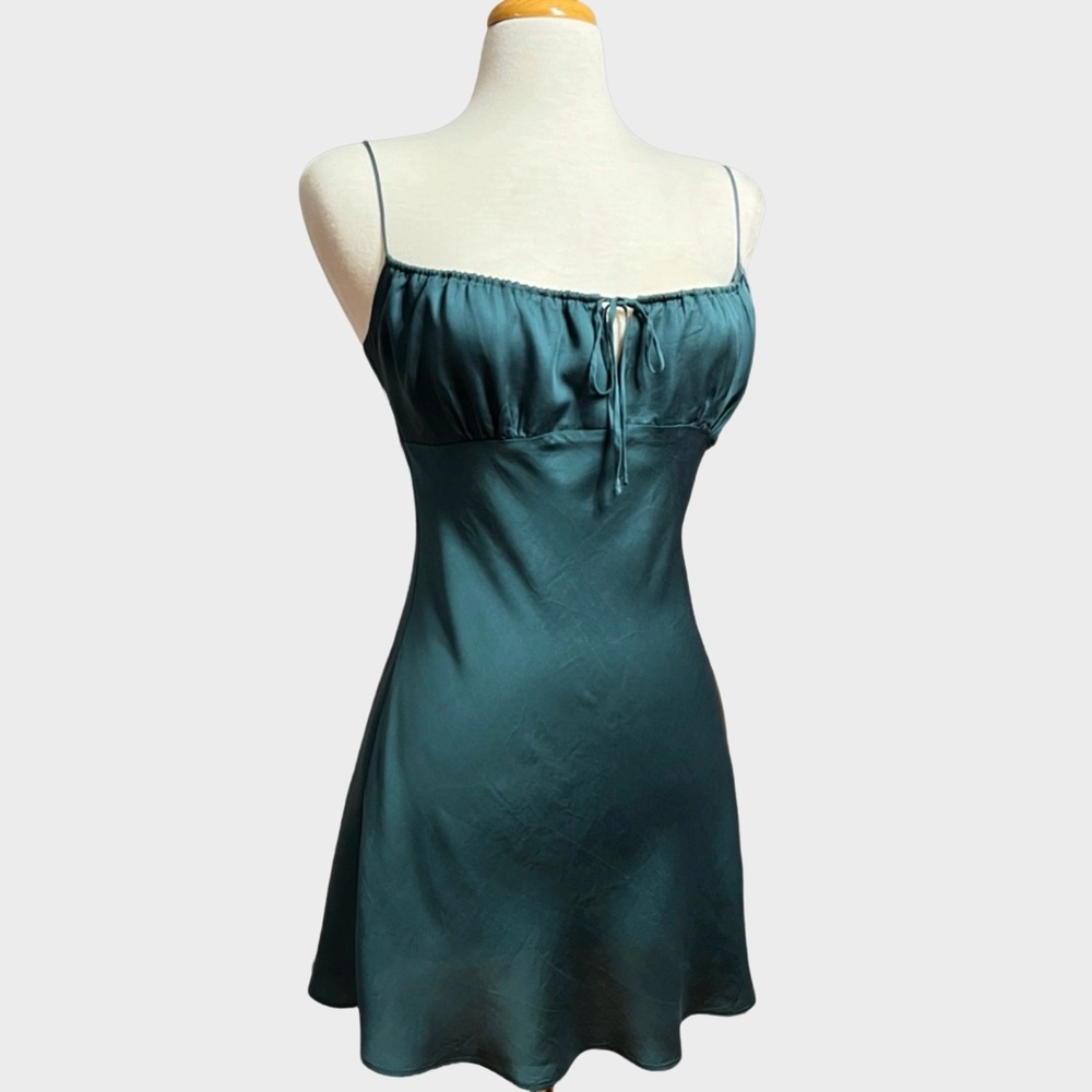 PINK Victoria’s Secret TENCEL™ Slip Mini Dress | Y2K Emerald Green S-M - Picture 2 of 10